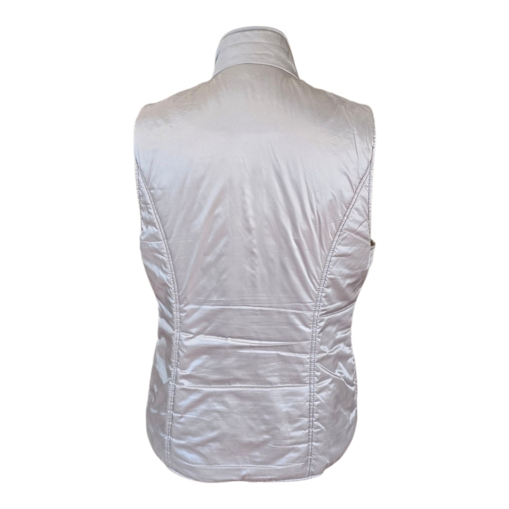 Chico's Silver Gray Embellished Zip Satin Puffy Vest M - Picture 5 of 9